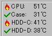 【画像】　CPU51度、ケース内31度、HDD1・41度、HDD2・38度。
